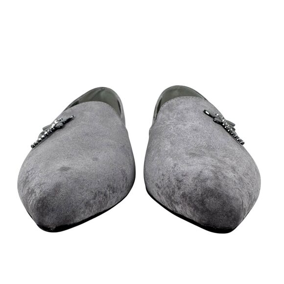Bellini Women's Dragonfly Loafer Flat 9 Gray Velvet Pointed Toe Artsy Old Money - Picture 6 of 13